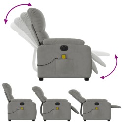 vidaXL Poltrona Reclinante Massaggi Elettrica Grigio Chiaro Microfibra