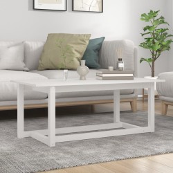    Tavolino da Salotto Bianco 110x55x45 cm Legno Massello di Pino