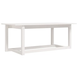    Tavolino da Salotto Bianco 110x55x45 cm Legno Massello di Pino