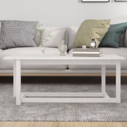    Tavolino da Salotto Bianco 110x55x45 cm Legno Massello di Pino