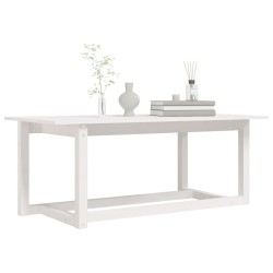    Tavolino da Salotto Bianco 110x55x45 cm Legno Massello di Pino