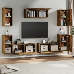    Set di Mobili Porta TV 7 pz Rovere Fumo in Legno ingegnerizzato