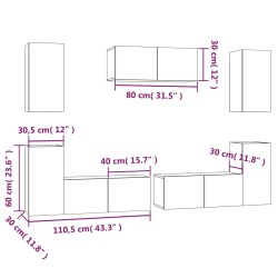    Set di Mobili Porta TV 7 pz Rovere Fumo in Legno ingegnerizzato