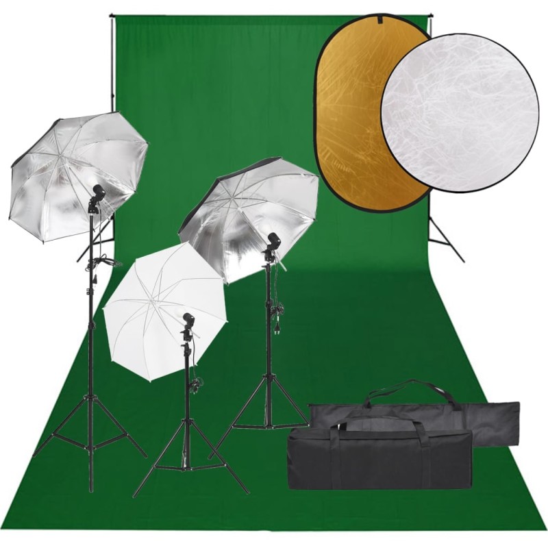    Kit per Studio Fotografico con Set Luci, Fondale e Riflettore