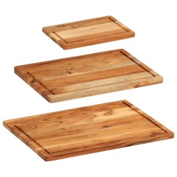 vidaXL Set Taglieri 3 pz con Supporto in Legno Massello di Acacia