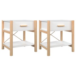    Tavolini da Letto 2pz Bianchi 42x38x45 cm in Legno ingegnerizzato