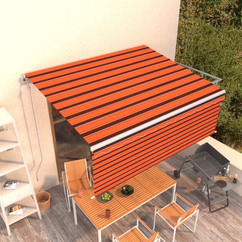 Tenda Sole Retrattile Automatica Parasole 4x3m Arancio Marrone