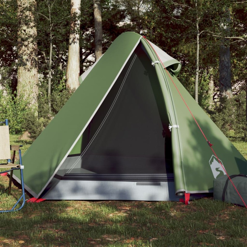 vidaXL Tenda da Campeggio 2 Persone Verde 267x154x117 cm Taffetà 185T