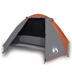 vidaXL Tenda Campeggio 2Persone Grigia e Arancione 224x248x118 Taffetà