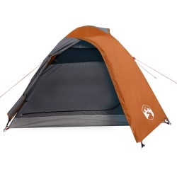 vidaXL Tenda Campeggio 2Persone Grigia e Arancione 264x210x125 Taffetà