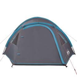 vidaXL Tenda da Campeggio 4 Persone Blu 300x250x132 cm Taffetà 185T