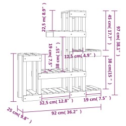 Supporto per Piante Bianco 92x25x97cm Legno Massello di Pino