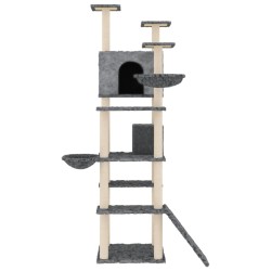 vidaXL Albero per Gatti con Tiragraffi in Sisal Grigio Scuro 191 cm