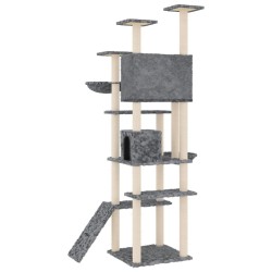 vidaXL Albero per Gatti con Tiragraffi in Sisal Grigio Scuro 191 cm