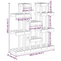    Supporto per Piante Nero 104,5x25x109,5 cm Legno Massello Pino