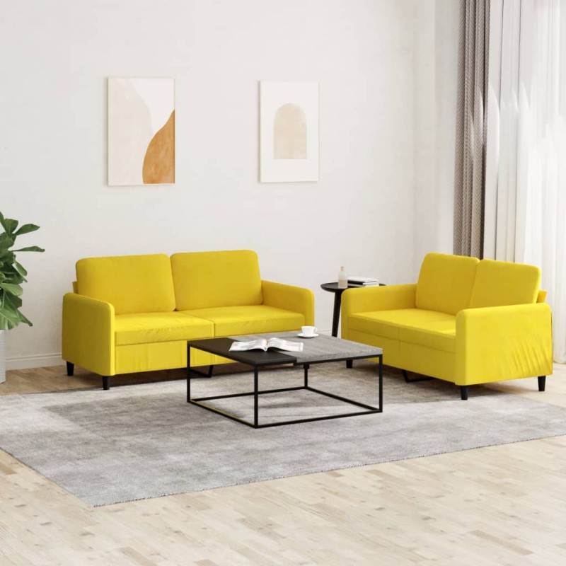 vidaXL Set di Divani 2 pz Giallo in Velluto