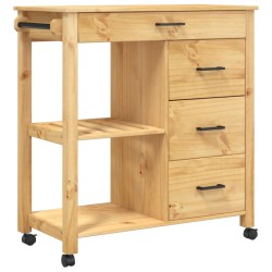 vidaXL Carrello da Cucina MONZA 84x40x90 cm in Legno Massello di Pino