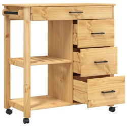 vidaXL Carrello da Cucina MONZA 84x40x90 cm in Legno Massello di Pino