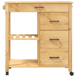 vidaXL Carrello da Cucina MONZA 84x40x90 cm in Legno Massello di Pino