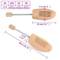 vidaXL Tendiscarpe 2 Paia EU 35-38 Legno Massello di Loto