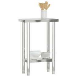 vidaXL Tavolo da Lavoro da Cucina 55x30x85 cm in Acciaio Inossidabile