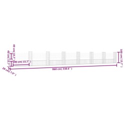 vidaXL Cesto Gabbione a U con 8 Pali in Ferro 860x20x100 cm