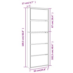 vidaXL Scarpiera con Specchio a 5 Livelli Nera 63x17x169,5 cm