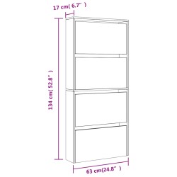 vidaXL Scarpiera con Specchio a 4 Livelli Rovere Fumo 63x17x134 cm