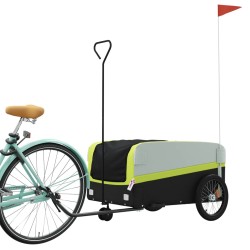 vidaXL Rimorchio da Bici Nero e Verde 45 kg in Ferro