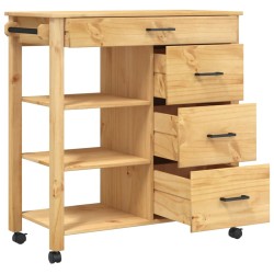 vidaXL Carrello da Cucina MONZA 84x40x90 cm in Legno Massello di Pino