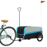 vidaXL Rimorchio da Bici Nero e Blu 45 kg in Ferro