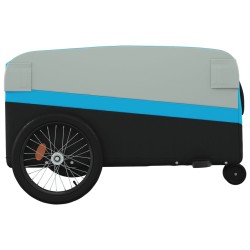 vidaXL Rimorchio da Bici Nero e Blu 45 kg in Ferro