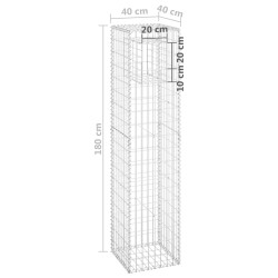 vidaXL Cesto a Gabbione a Torre 40x40x180 cm in Ferro