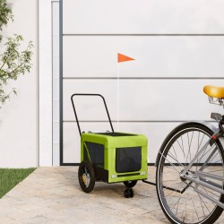 vidaXL Rimorchio da Bici per Animali Verde e Nero Oxford e Ferro