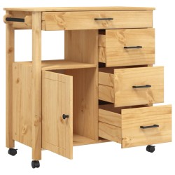 vidaXL Carrello da Cucina MONZA 84x40x90 cm in Legno Massello di Pino