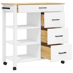 vidaXL Carrello da Cucina MONZA 84x40x90 cm in Legno Massello di Pino