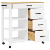 vidaXL Carrello da Cucina MONZA 84x40x90 cm in Legno Massello di Pino