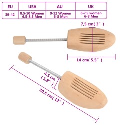 vidaXL Tendiscarpe 2 Paia EU 39-42 Legno Massello di Loto