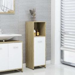 vidaXL Mobile Bagno Bianco Rovere Sonoma 30x30x95 cm Legno Multistrato