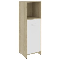 vidaXL Mobile Bagno Bianco Rovere Sonoma 30x30x95 cm Legno Multistrato