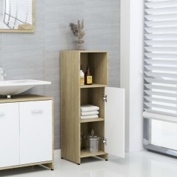 vidaXL Mobile Bagno Bianco Rovere Sonoma 30x30x95 cm Legno Multistrato