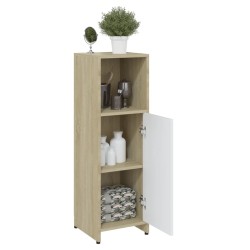 vidaXL Mobile Bagno Bianco Rovere Sonoma 30x30x95 cm Legno Multistrato