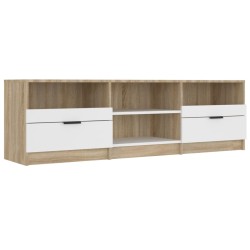 vidaXL Mobile TV Bianco Rovere Sonoma 150x33,5x45cm Legno Multistrato