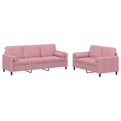 vidaXL Set di Divani 2 pz con Cuscini Rosa in Velluto