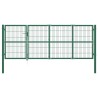 vidaXL Cancello di Recinzione con Paletti 350x120 cm in Acciaio Verde