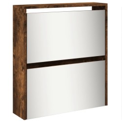 vidaXL Scarpiera con Specchio a 5 Livelli Rovere Fumo 63x17x169,5 cm