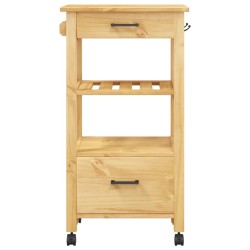 vidaXL Carrello da Cucina MONZA 48x40x90 cm in Legno Massello di Pino