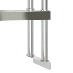 vidaXL Ripiano per Tavolo da Lavoro 2 Piani 110x30x65 cm Acciaio Inox