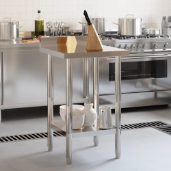 vidaXL Tavolo Lavoro da Cucina con Paraschizzi 55x55x93cm Acciaio Inox