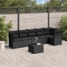 vidaXL Set Divani da Giardino con Cuscini 7pz Nero Polyrattan